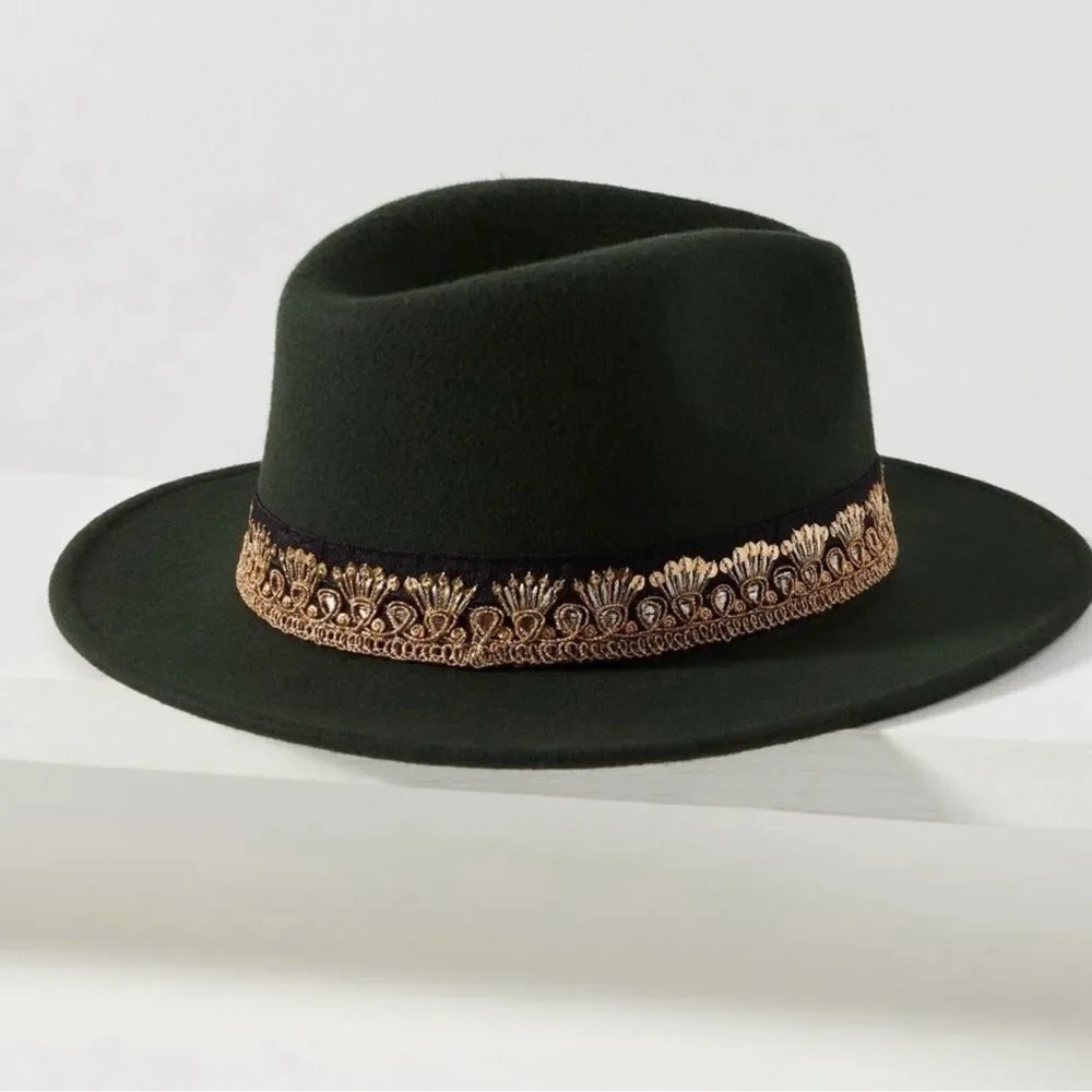 Maradji | Jim 100% Wool Felt Rancher w/ Embroidered Braid | NWT
